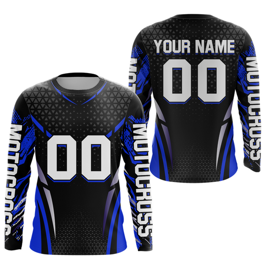 Blue Dirt Bike Jersey Off-Road Shirt Custom Youth Motocross Jersey UPF30+ Kid Men Women DNT82