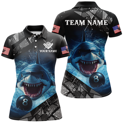 Funny Blue Shark Ball Pool Billiard for Women Billiard Shirts Polo & 1/4 Zip Shirt Team NNT18