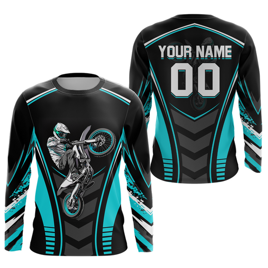 Turquoise Youth Dirt Bike Jersey MX Off-Road Motocross Shirt Racing Shirt Kid Men Women DNT55