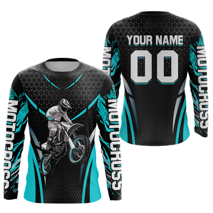 Turquoise Motocross Jersey UPF30+ Youth Motorcycle Shirt Dirt Bike Jersey Kid Men Women DNT53