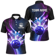 Load image into Gallery viewer, Purple Galaxy Bowling Jersey Men Women Custom Bowling Team Shirts Unisex Bowling Polo Quarter-zip CP28