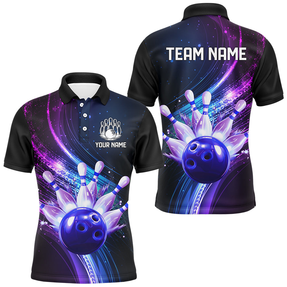 Purple Galaxy Bowling Jersey Men Women Custom Bowling Team Shirts Unisex Bowling Polo Quarter-zip CP28