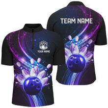 Load image into Gallery viewer, Purple Galaxy Bowling Jersey Men Women Custom Bowling Team Shirts Unisex Bowling Polo Quarter-zip CP28