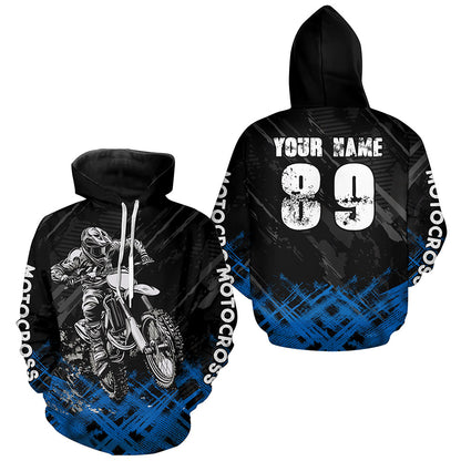 Adult&Kid Blue Custom Dirt Bike Jersey Motocross Jersey Upf30+ Motocross Shirt| CTP87