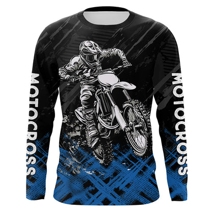 Adult&Kid Blue Custom Dirt Bike Jersey Motocross Jersey Upf30+ Motocross Shirt| CTP87