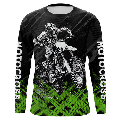Adult&Kid Green Custom Dirt Bike Jersey Motocross Jersey Upf30+ Motocross Shirt| CTP87