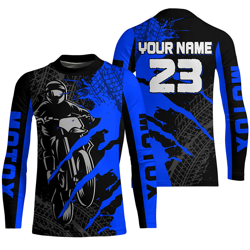 Custom Blue Motocross Jersey for Men Women Upf30+ Dirt Bike Shirt Motorcycle Jersey| CTP67