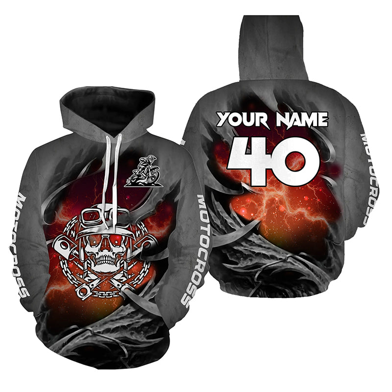 Adult&Kid Orange Skull Custom Dirt Bike Jersey Motocross Jersey Upf30+ Motocross Shirt| CTP86