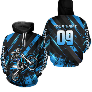 Adult&Kid Custom Blue Dirt Bike Jersey Motocross Shirt Upf30+ Motocross Shirt| CTP96