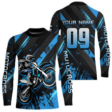 Load image into Gallery viewer, Adult&amp;Kid Custom Blue Dirt Bike Jersey Motocross Shirt Upf30+ Motocross Shirt| CTP96