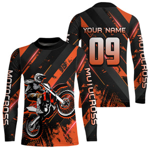 Adult&Kid Custom Orange Dirt Bike Jersey Motocross Shirt Upf30+ Motocross Shirt| CTP96