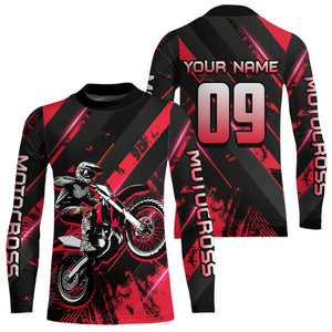 Adult&Kid Custom Red Dirt Bike Jersey Motocross Shirt Upf30+ Motocross Shirt| CTP96