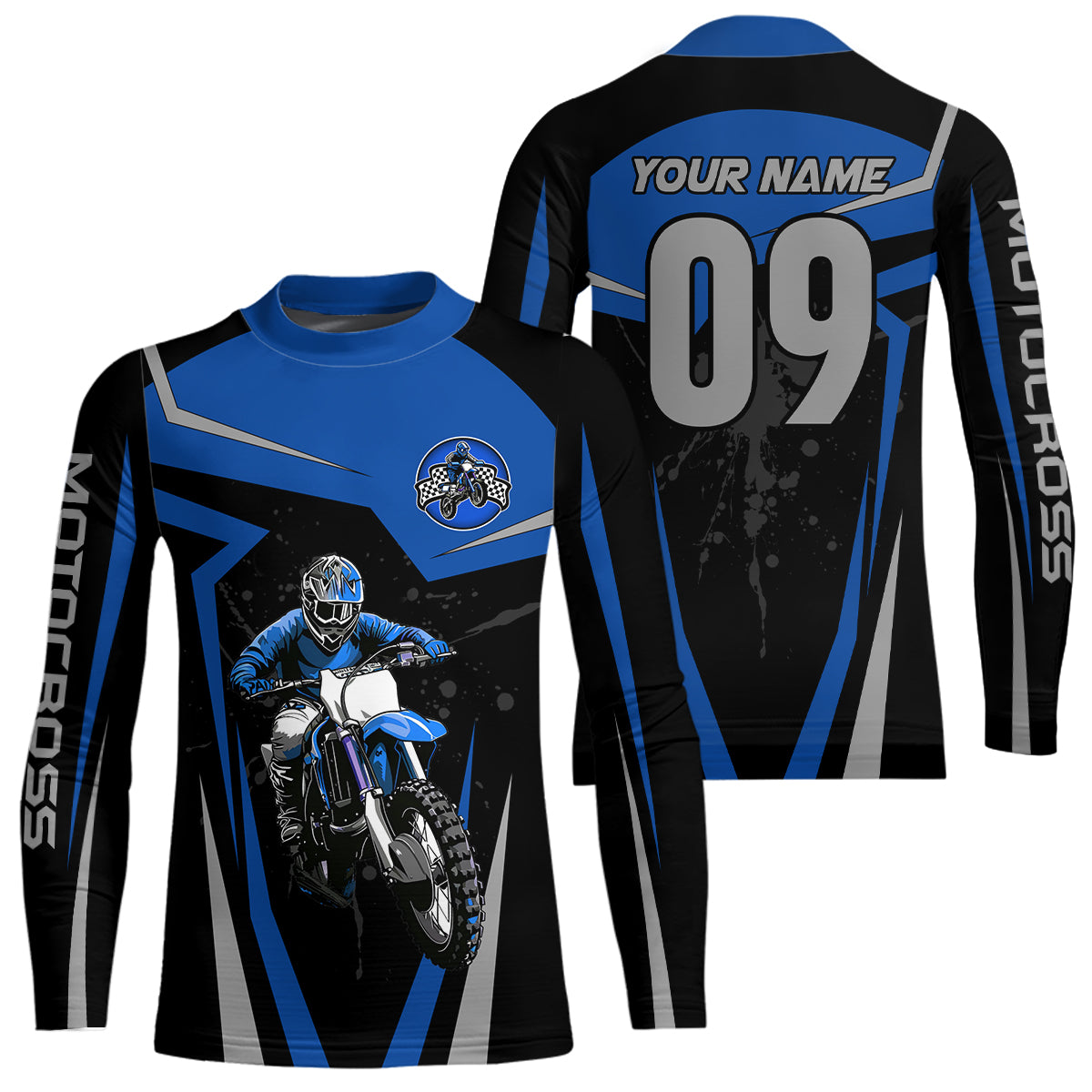 Adult&Kid Blue Custom Dirt Bike Jersey Motocross Jersey Upf30+ Motocross Shirt| CTP74