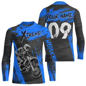 Adult&Kid Blue Custom Dirt Bike Jersey Extreme Motocross Shirt Mens Women| CTP97