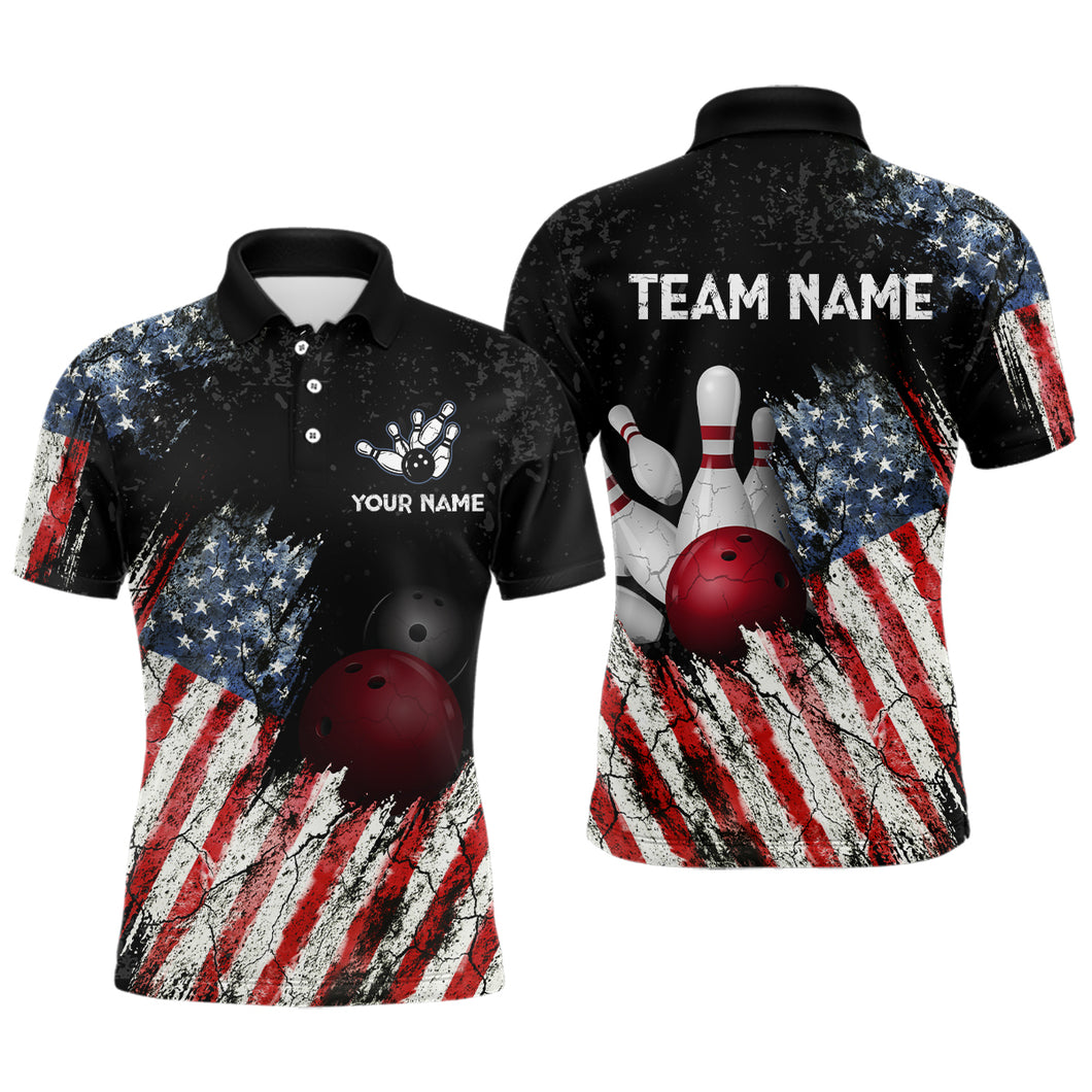 American Flag Bowling Jersey Men And Women Custom Bowling Team Shirts Unisex Bowling Polo Quarter-zip CP25