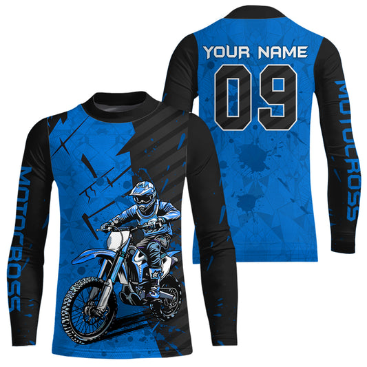 Custom Dirt Bike Jersey Blue Motocross Jersey Upf30+ Mens Women Motocross Shirt| CTP19