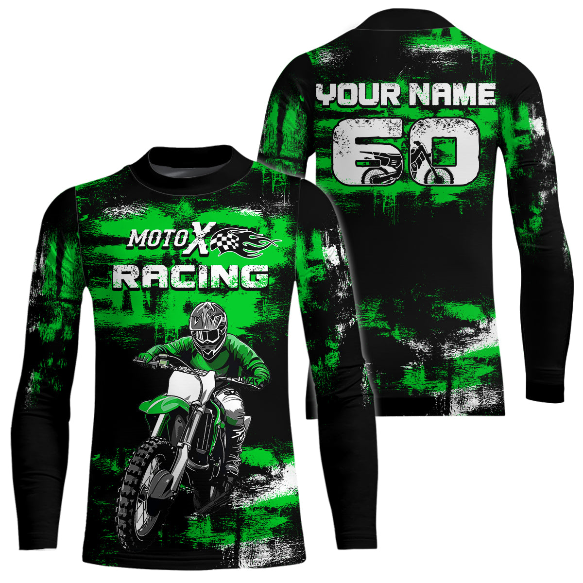 Adult&Kid Green Custom Dirt Bike Jersey Motocross Jersey Upf30+ Mens Women Motocross Shirt| CTP66