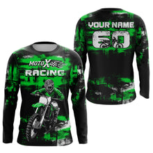 Load image into Gallery viewer, Adult&amp;Kid Green Custom Dirt Bike Jersey Motocross Jersey Upf30+ Mens Women Motocross Shirt| CTP66