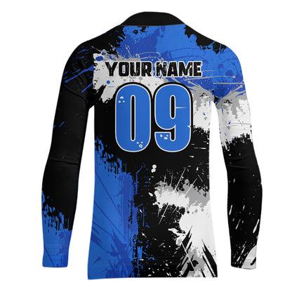 Adult&Kid Blue Custom Motocross Jersey UPF30+ MX Racing Dirt Bike Racewear| CTP34