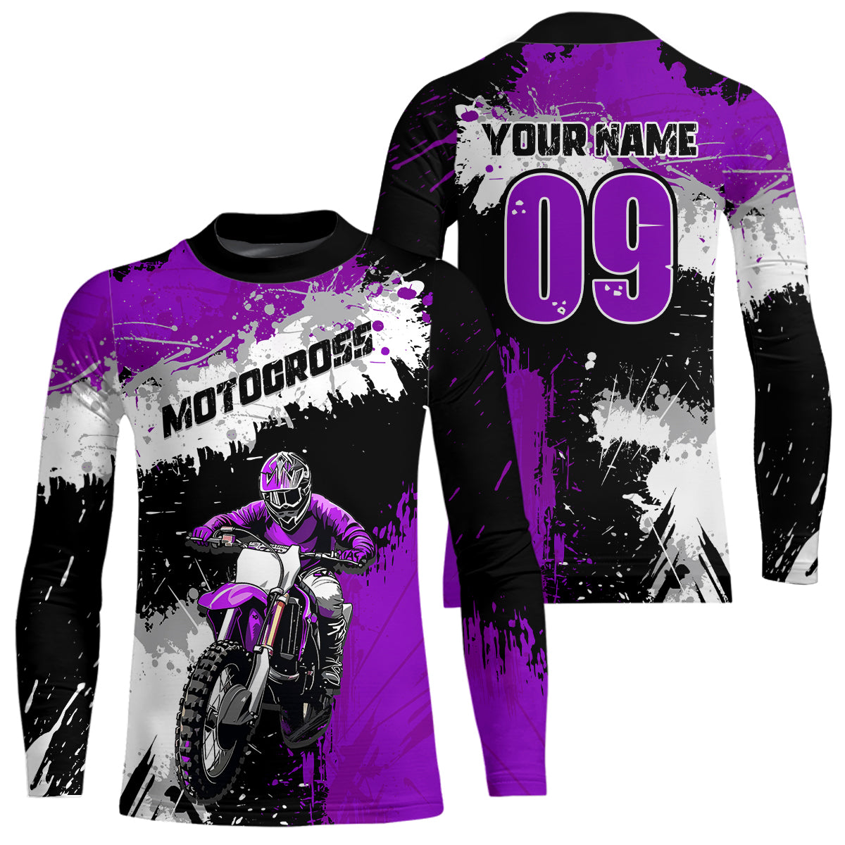 Adult&Kid Purple Custom Motocross Jersey UPF30+ MX Racing Dirt Bike Racewear| CTP34