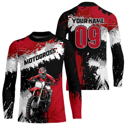 Adult&Kid Red Custom Motocross Jersey UPF30+ MX Racing Dirt Bike Racewear| CTP34