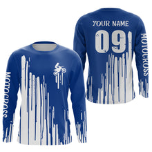 Load image into Gallery viewer, Adult&amp;Kid blue custom dirt bike jersey Motocross jersey upf30+ mens women Motocross Shirt| CTP06