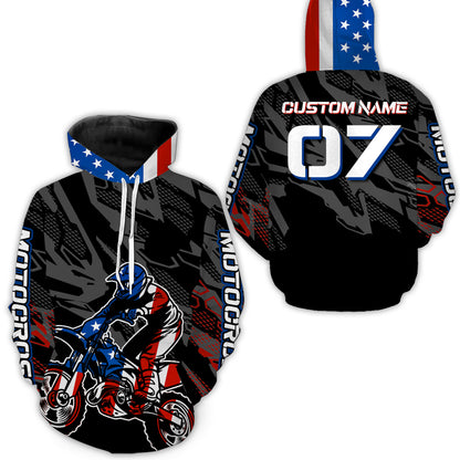 Adult&Kid American Flag Custom Dirt Bike Jersey Motocross Jersey Upf30+ Motocross Shirt| CTP95