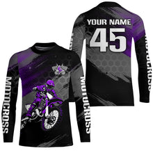 Load image into Gallery viewer, Adult&amp;Kid Custom Purple Dirt Bike Jersey Motocross Jersey Upf30+ Motocross Shirt| CTP93