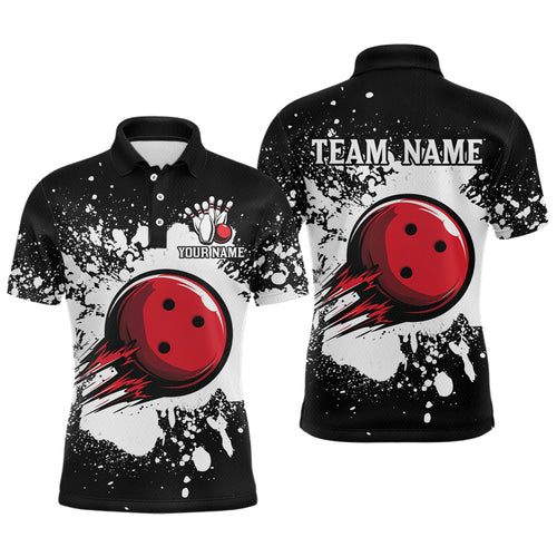 Black Bowling Jersey Men Women Custom Bowling Team Shirts Unisex Bowling Polo Quarter-zip CP32