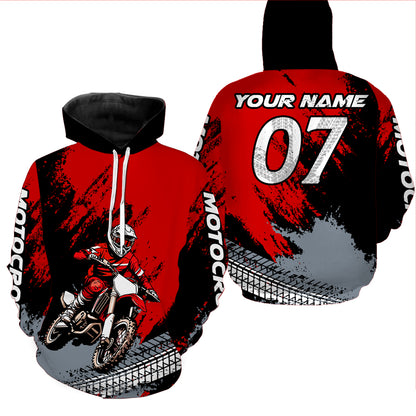 Custom Dirt Bike Jersey Red Motocross Jersey Upf30+ Mens Women Racing Shirt| CTP30