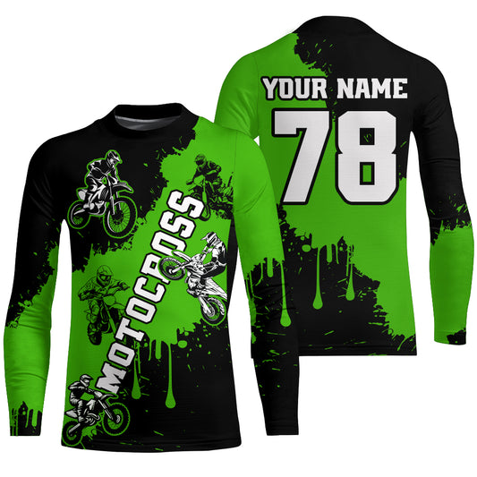 Green custom dirt bike jersey adult&kid Motocross jersey upf30+ mens women Motocross Shirt| CTP03
