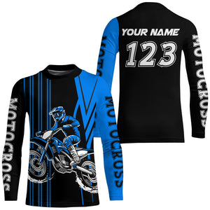 Adult&Kid Custom Blue Motocross Jersey Upf30+ Mens Women Dirt Bike Shirt Off Road Jersey| CTP100