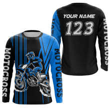 Load image into Gallery viewer, Adult&amp;Kid Custom Blue Motocross Jersey Upf30+ Mens Women Dirt Bike Shirt Off Road Jersey| CTP100