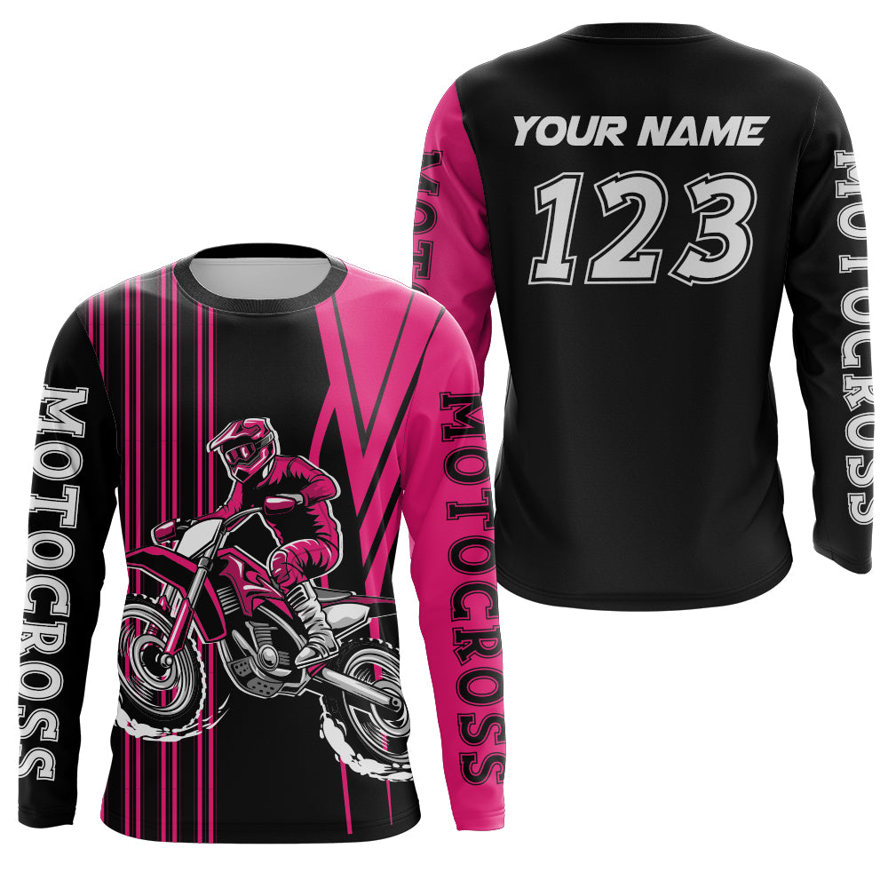 Adult&Kid Custom Pink Motocross Jersey Upf30+ Mens Women Dirt Bike Shirt Off Road Jersey| CTP100