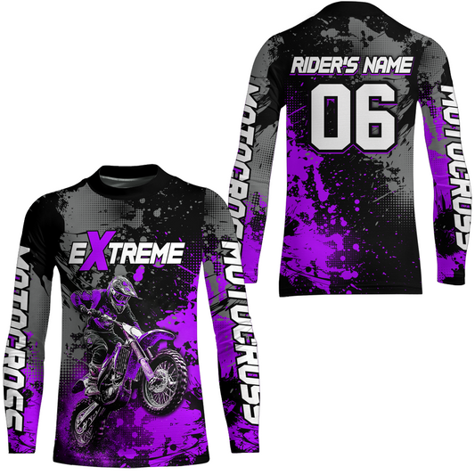Adult&Kid purple custom dirt bike jersey motocross jersey mens women extreme motocross shirt| CTP08