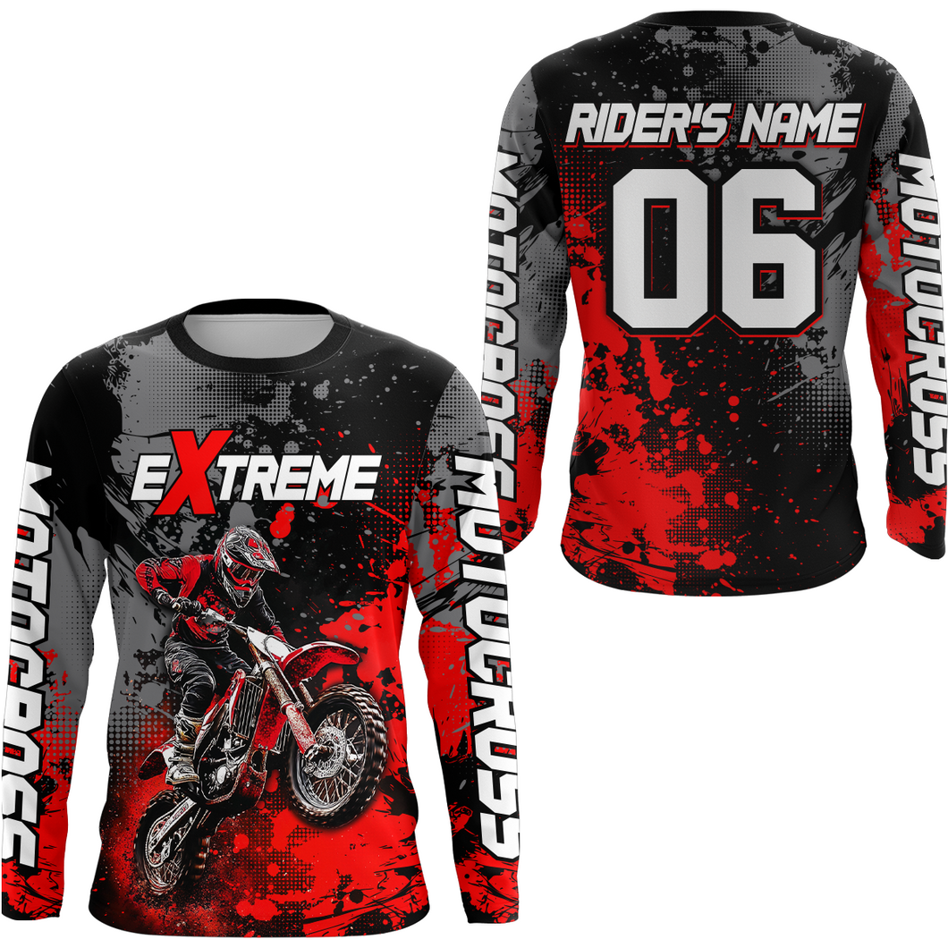 Adult&Kid red custom dirt bike jersey motocross jersey mens women extreme motocross shirt| CTP08