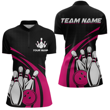 Load image into Gallery viewer, Pink Bowling Jersey Women Custom Bowling Team Shirts Unisex Bowling Women Short Sleeve Quarter-zip Shirt CP29