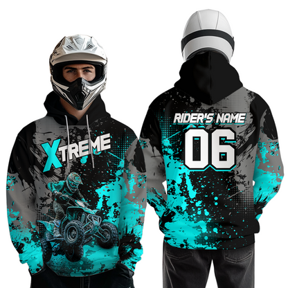 Custom ATV Motocross Hoodie Turquoise Upf30+ Extreme Quad Bike Off-Road Jersey Men Kid Mx Riding Hoodied NHN010