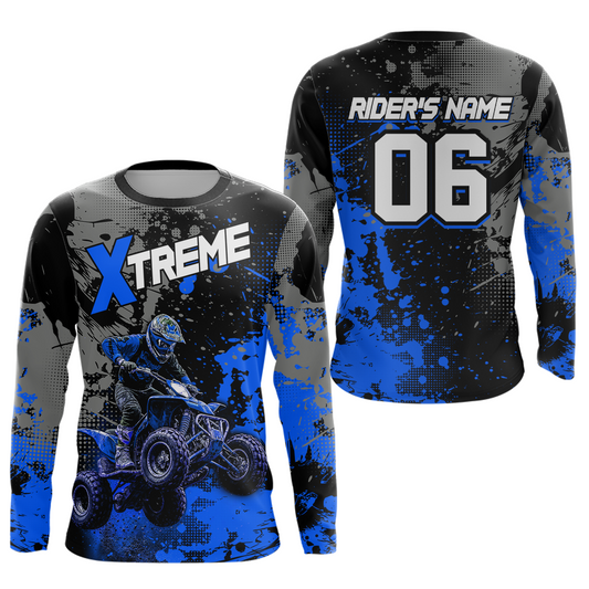 Custom Atv Motocross Shirt Blue UPF30+ Extreme Quad Bike Off-Road Jersey Men Kid Mx Riding Shirts NHN010