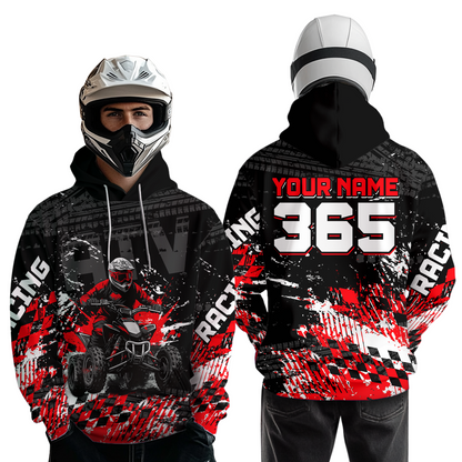 Custom Red Atv Motocross Hoodie Upf30+ Quad Bike Shirt Extreme Racing Adult Youth Off-Road Quad Shirt NHN009