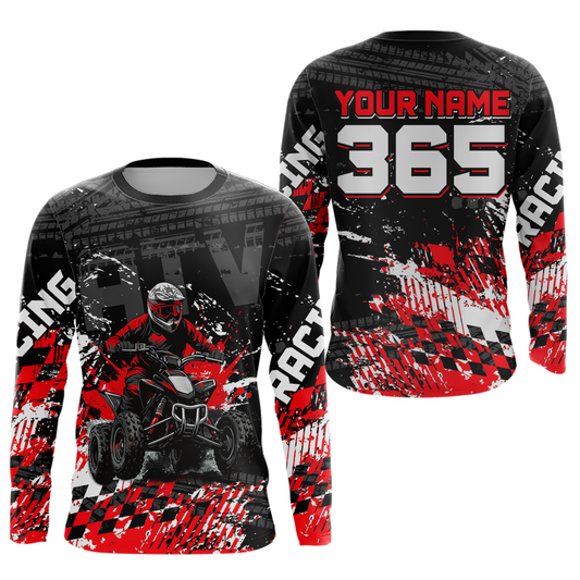Custom Red ATV Motocross Jersey Upf30+ Quad Bike Shirt Extreme Racing Adult Youth Off-Road Quad Shirt NHN009