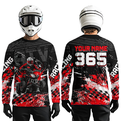 Custom Red ATV Motocross Jersey Upf30+ Quad Bike Shirt Extreme Racing Adult Youth Off-Road Quad Shirt NHN009
