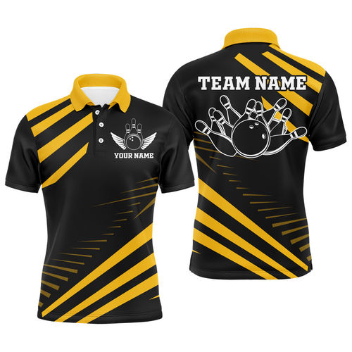 Yellow Bowling Jersey Men And Women Custom Bowling Team Shirts Unisex Bowling Polo Quarter-zip CP26