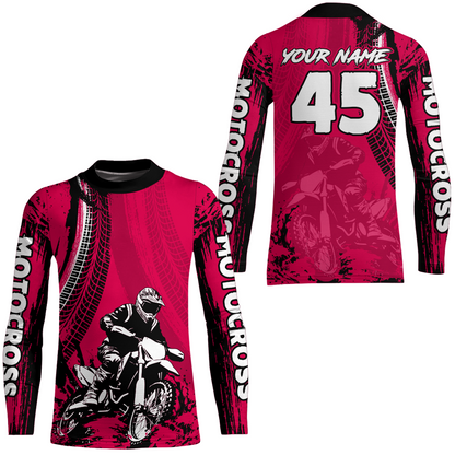 Adult&Kid Pink Custom Motocross Jersey UPF30+ MX Racing Biker Off-road Dirt Bike Racewear| CTP65