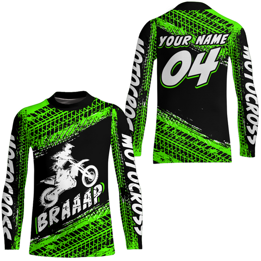 Custom Dirt Bike Jersey Green Motocross Jersey Upf30+ Mens Women Racing Shirt| CTP27