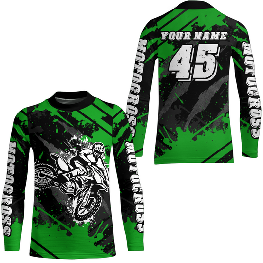 Custom Green Motocross Jersey for Men Women Upf30+ Dirt Bike Shirt Motorcycle Jersey| CTP101