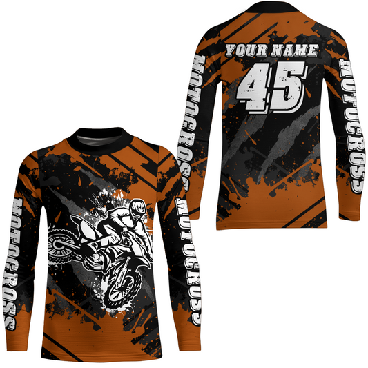Custom Orange Motocross Jersey for Men Women Upf30+ Dirt Bike Shirt Motorcycle Jersey| CTP101