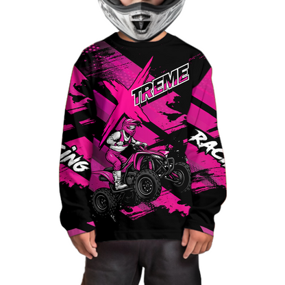 Custom Pink Quad Bike Jersey Motocross Shirt for Men Women Youth ATV Extreme Off-Road UPF30+ NHN012