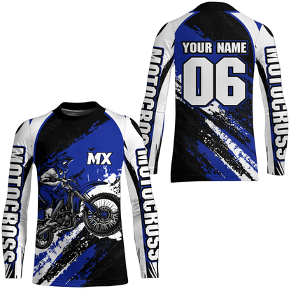 Custom Motocross Jersey Blue Dirt Bike Clothes Upf30+ Mens Women Motorcycle Jersey| CTP59