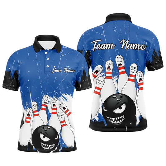 Blue Bowling Jersey Men And Women Custom Funny Bowling Shirts Unisex Polo Bowling Team Shirt CP15